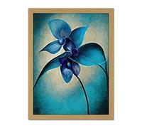 Doppelganger33 LTD Abstract Blue Orchid Floral Modern Artwork Framed Wall Art Print 18X24 Inch