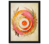 Doppelganger33 LTD Abstract Dreamcatcher With Feathers In Soft Pastel Palette Artwork Framed A3 Wall Art Print