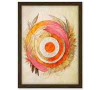 Doppelganger33 LTD Abstract Dreamcatcher With Feathers In Soft Pastel Palette Artwork Framed A3 Wall Art Print