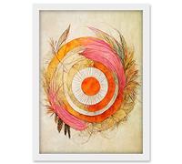 Doppelganger33 LTD Abstract Dreamcatcher With Feathers In Soft Pastel Palette Artwork Framed A3 Wall Art Print