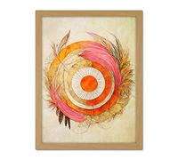 Doppelganger33 LTD Abstract Dreamcatcher with Feathers in Soft Pastel Palette Artwork Framed Wall Art Print 18X24 inch