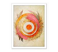 Doppelganger33 LTD Abstract Dreamcatcher with Feathers in Soft Pastel Palette Artwork Framed Wall Art Print 18X24 inch