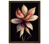 Doppelganger33 LTD Abstract Flower Display On Dark Background Artwork Framed A3 Wall Art Print