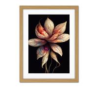 Doppelganger33 LTD Abstract Flower Display On Dark Background Artwork Framed Wall Art Print 18X24 Inch