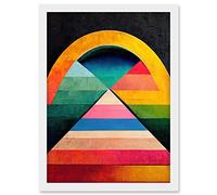 Doppelganger33 LTD Abstract Geometric Retro Rainbow Architecture Triangle Painting Artwork Framed A3 Wall Art Print
