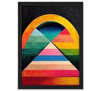 Doppelganger33 LTD Abstract Geometric Retro Rainbow Architecture Triangle Painting Artwork Framed A3 Wall Art Print