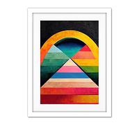 Doppelganger33 LTD Abstract Geometric Retro Rainbow Architecture Triangle Painting Artwork Framed Wall Art Print 18X24 Inch