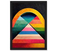 Doppelganger33 LTD Abstract Geometric Retro Rainbow Architecture Triangle Painting Artwork Framed Wall Art Print A4