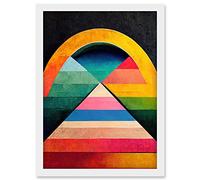 Doppelganger33 LTD Abstract Geometric Retro Rainbow Architecture Triangle Painting Artwork Framed Wall Art Print A4
