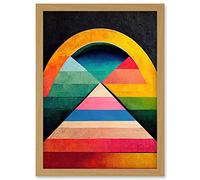 Doppelganger33 LTD Abstract Geometric Retro Rainbow Architecture Triangle Painting Artwork Framed Wall Art Print A4