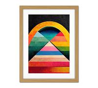 Doppelganger33 LTD Abstract Geometric Retro Rainbow Architecture Triangle Painting Artwork Framed Wall Art Print 18X24 inch