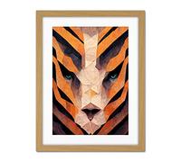 Doppelganger33 LTD Abstract Geometric Tiger Head Symmetrical Artwork Framed Wall Art Print 18X24 Inch
