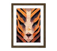 Doppelganger33 LTD Abstract Geometric Tiger Head Symmetrical Artwork Framed Wall Art Print 18X24 Inch