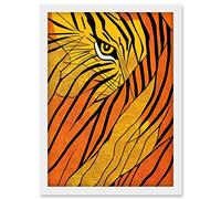 Doppelganger33 LTD Abstract Hidden Tiger Camouflage Artwork Framed Wall Art Print A4