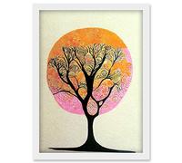 Doppelganger33 LTD Abstract Illustration Enchanted Quirky Tranquil Linocut Tree Silhouette Artwork Framed Wall Art Print A4
