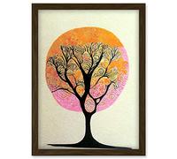 Doppelganger33 LTD Abstract Illustration Enchanted Quirky Tranquil Linocut Tree Silhouette Artwork Framed Wall Art Print A4