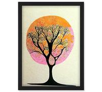 Doppelganger33 LTD Abstract Illustration Enchanted Quirky Tranquil Linocut Tree Silhouette Artwork Framed Wall Art Print A4