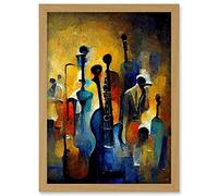 Doppelganger33 LTD Abstract Jazz Orchestra Rhythm & Blues Music Oil Artwork Framed A3 Wall Art Print
