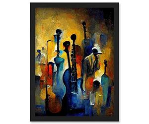 Doppelganger33 LTD Abstract Jazz Orchestra Rhythm & Blues Music Oil Artwork Framed A3 Wall Art Print