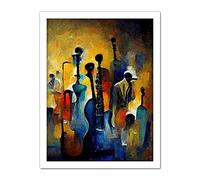 Doppelganger33 LTD Abstract Jazz Orchestra Rhythm & Blues Music Oil Artwork Framed Wall Art Print 18X24 Inch
