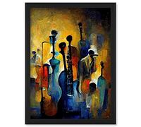 Doppelganger33 LTD Abstract Jazz Orchestra Rhythm & Blues Music Oil Artwork Framed Wall Art Print A4