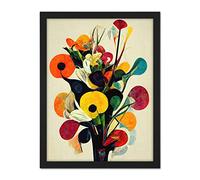 Doppelganger33 LTD Abstract Kandinsky Inspired Multicolour Flower Bouquet In Vase Artwork Framed Wall Art Print 18X24 Inch
