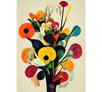 Doppelganger33 LTD Abstract Kandinsky Inspired Multicolour Flower Bouquet In Vase Large Wall Art Poster Print Thick Paper 18X24 Inch
