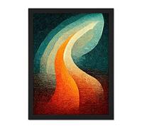 Doppelganger33 LTD Abstract Mid Century Orange And Blue Organic Candle Flame Artwork Framed Wall Art Print 18X24 inch