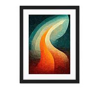 Doppelganger33 LTD Abstract Mid Century Orange And Blue Organic Candle Flame Artwork Framed Wall Art Print 18X24 inch