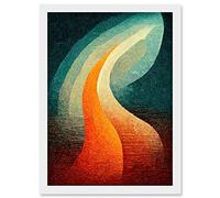 Doppelganger33 LTD Abstract Mid Century Orange And Blue Organic Candle Flame Artwork Framed Wall Art Print A4