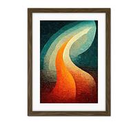 Doppelganger33 LTD Abstract Mid Century Orange And Blue Organic Candle Flame Artwork Framed Wall Art Print 18X24 inch