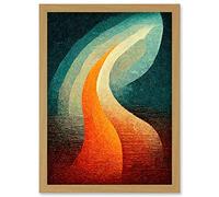 Doppelganger33 LTD Abstract Mid Century Orange And Blue Organic Candle Flame Artwork Framed Wall Art Print A4