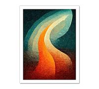 Doppelganger33 LTD Abstract Mid Century Orange And Blue Organic Candle Flame Artwork Framed Wall Art Print 18X24 inch