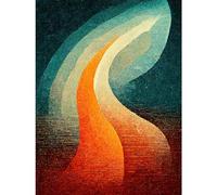 Doppelganger33 LTD Abstract Mid Century Orange And Blue Organic Candle Flame Large Wall Art Poster Print Thick Paper 18X24 inch