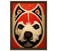 Doppelganger33 LTD Abstract Mixed Media Dog Design Red Black Artwork Framed A3 Wall Art Print