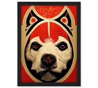Doppelganger33 LTD Abstract Mixed Media Dog Design Red Black Artwork Framed A3 Wall Art Print