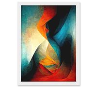 Doppelganger33 LTD Abstract Modern Acrylic Painting Organic Red Blue Orange Artwork Framed A3 Wall Art Print
