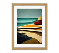 Doppelganger33 LTD Abstract Modern Beach Ocean Coastal Africa Artwork Framed Wall Art Print 18X24 Inch