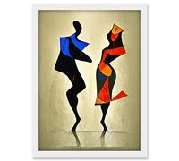 Doppelganger33 LTD Abstract Modern Painting Of Two Figures Dancing Artwork Framed A3 Wall Art Print