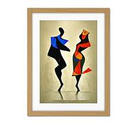 Doppelganger33 LTD Abstract Modern Painting of Two Figures Dancing Artwork Framed Wall Art Print 18X24 inch