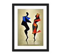 Doppelganger33 LTD Abstract Modern Painting of Two Figures Dancing Artwork Framed Wall Art Print 18X24 inch