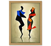 Doppelganger33 LTD Abstract Modern Painting Of Two Figures Dancing Artwork Framed Wall Art Print A4