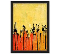 Doppelganger33 LTD Abstract Music Band Figures In Warm Acrylic Tones Musical Artwork Framed Wall Art Print A4
