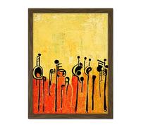 Doppelganger33 LTD Abstract Music Band Figures In Warm Acrylic Tones Musical Artwork Framed Wall Art Print 18X24 Inch