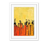 Doppelganger33 LTD Abstract Music Band Figures In Warm Acrylic Tones Musical Artwork Framed Wall Art Print 18X24 Inch