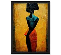 Doppelganger33 LTD Abstract Oil African Woman Artwork Framed Wall Art Print A4