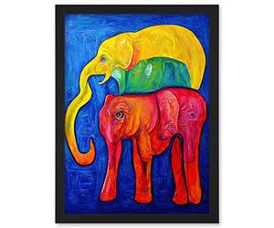 Doppelganger33 LTD Abstract Pop Art Surrealism Elephants Colourful Oil Artwork Framed Wall Art Print A4