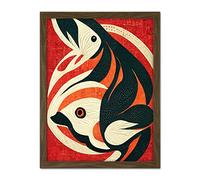 Doppelganger33 LTD Abstract Stylised Japanese Koi Carp Fish Painting Artwork Framed Wall Art Print 18X24 Inch