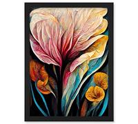 Doppelganger33 LTD Abstract Tropical Floral Bloom Acrylic Flower Artwork Framed Wall Art Print A4