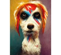 Doppelganger33 LTD Aladdin Sane Ziggy Stardust Terrier Dog Fun Quirky Painting Large Wall Art Poster Print Thick Paper 18X24 Inch
